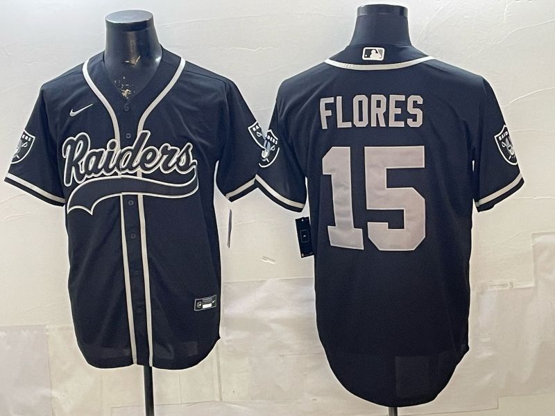 Men 2026 Oakland Raiders #15 Flores Black Joint Name Nike Limited NFL Jersey 01